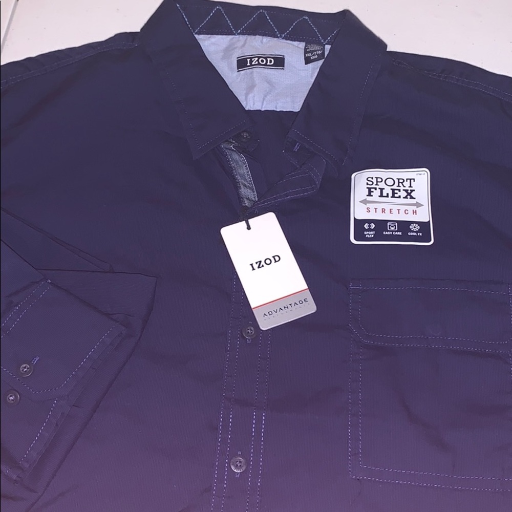 Izod long sleeve casual shirt front pocket 2XL
